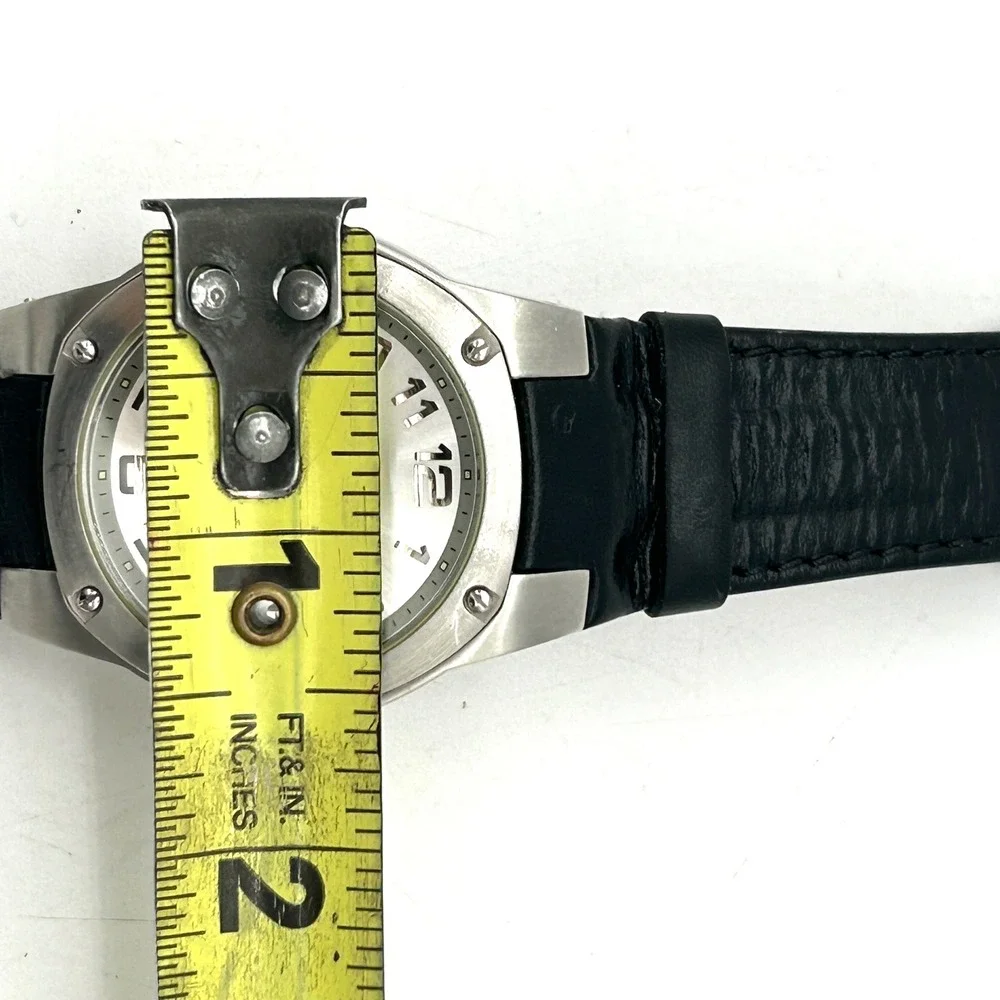 Tourneau Wrist Watch Leather Mens OS Black Excellent Y2K Gap Inc Collab Swiss